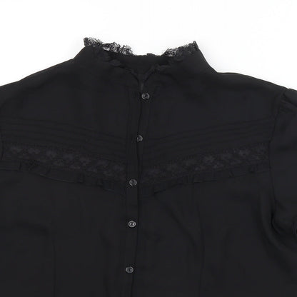 Womens UK Size  Preworn Black Basic Button-Up