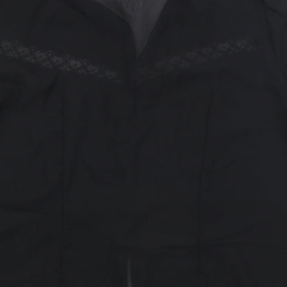 Womens UK Size  Preworn Black Basic Button-Up