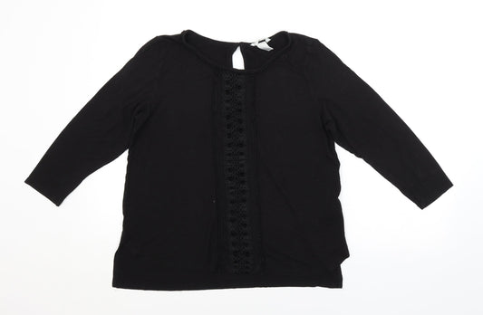 Womens UK Size L H&M Black Basic Blouse