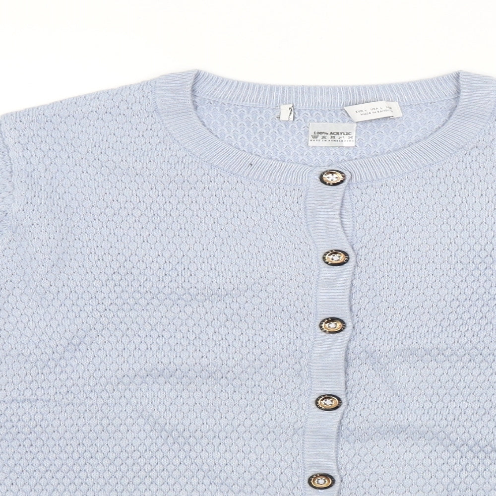Womens UK Size L Preworn Blue Cardigan Jumper