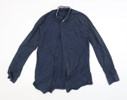 F&F Mens Blue Polka Dot   Button-Up Size M