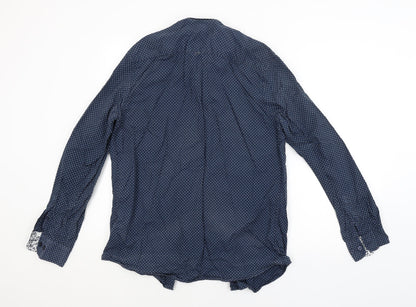 F&F Mens Blue Polka Dot   Button-Up Size M