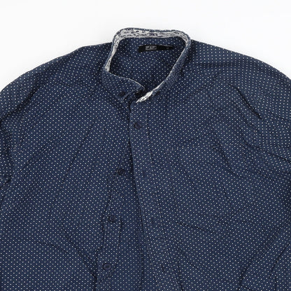 F&F Mens Blue Polka Dot   Button-Up Size M