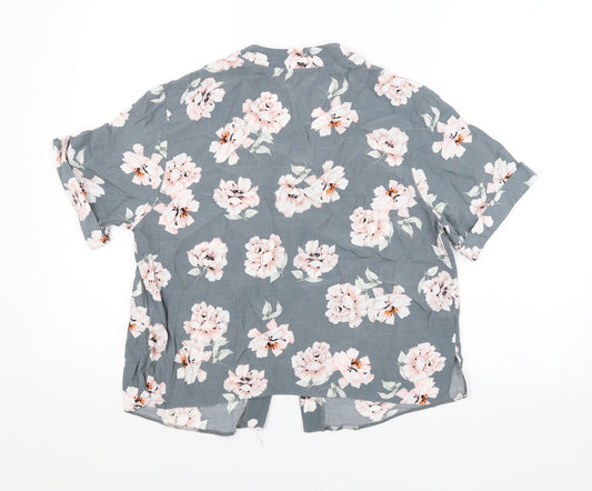 New Look Girls Grey Floral  Basic Button-Up Size 15 Years