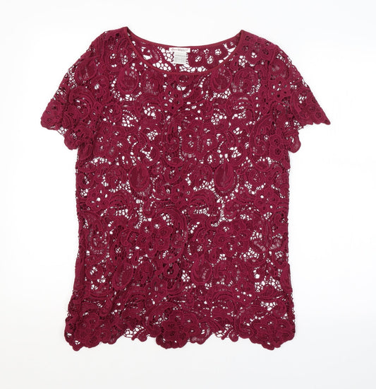 ANNE WEYBURN Womens Purple Floral  Basic Blouse Size 12