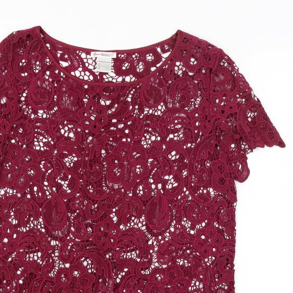 Womens UK Size 12 ANNE WEYBURN Purple Basic Blouse