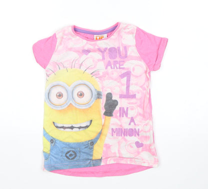 DISPICABLE ME Girls Pink   Basic T-Shirt Size 5-6 Years  - minions