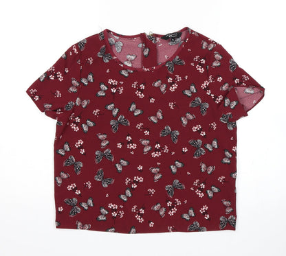 New Look Girls Red Floral  Basic Blouse Size 14 Years