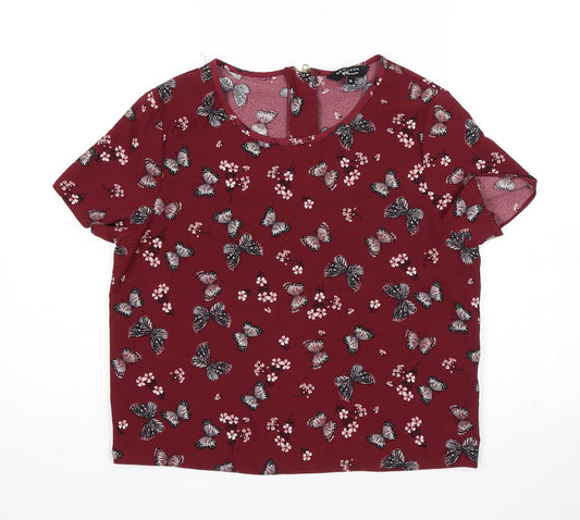 New Look Girls Red Floral  Basic Blouse Size 14 Years