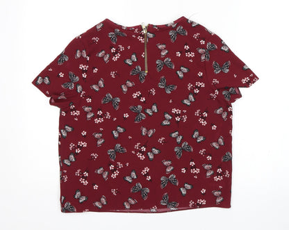 New Look Girls Red Floral  Basic Blouse Size 14 Years