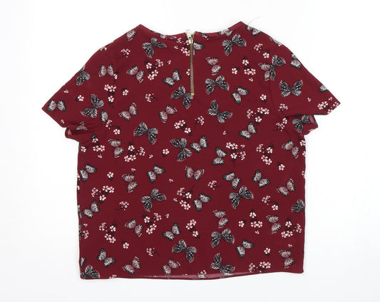 New Look Girls Red Floral  Basic Blouse Size 14 Years