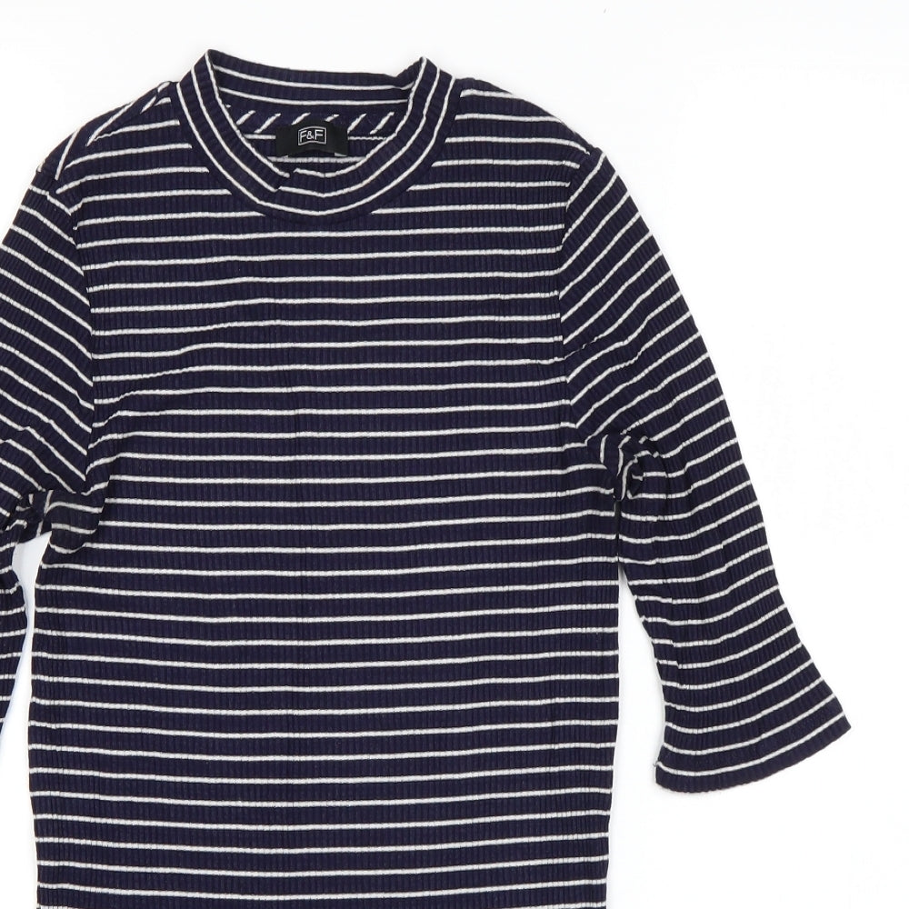 F&F Womens Blue Striped  Pullover Jumper Size 8