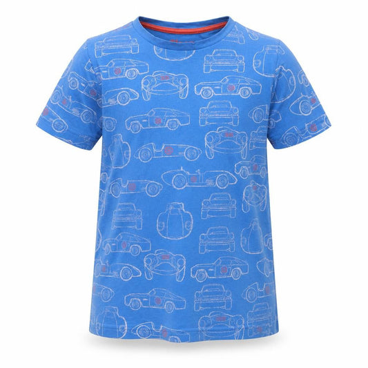 M&S Boys Blue    Pyjama Top Size 9-10 Years  - Car Print