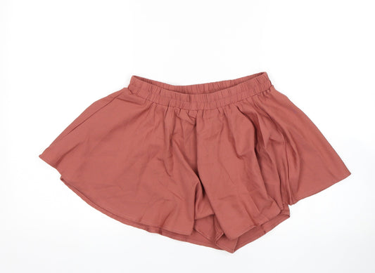 PRETTYLITTLETHING Womens Orange   Paperbag Shorts Size 8