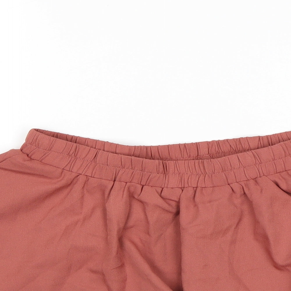 PRETTYLITTLETHING Womens Orange   Paperbag Shorts Size 8