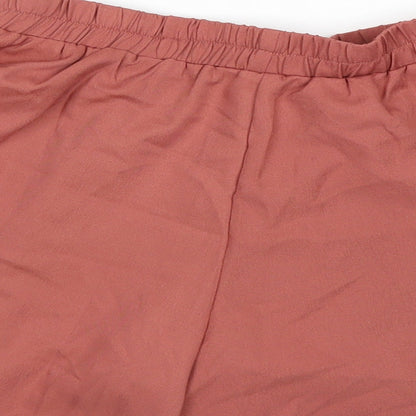 PRETTYLITTLETHING Womens Orange   Paperbag Shorts Size 8