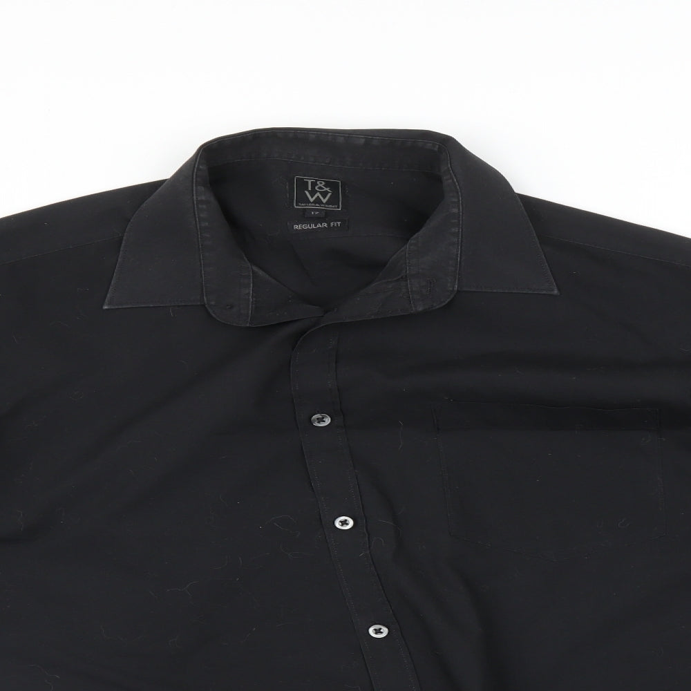 T&W Mens Black    Button-Up Size 17
