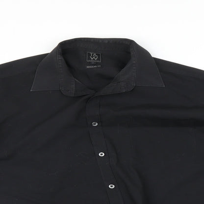 T&W Mens Black    Button-Up Size 17