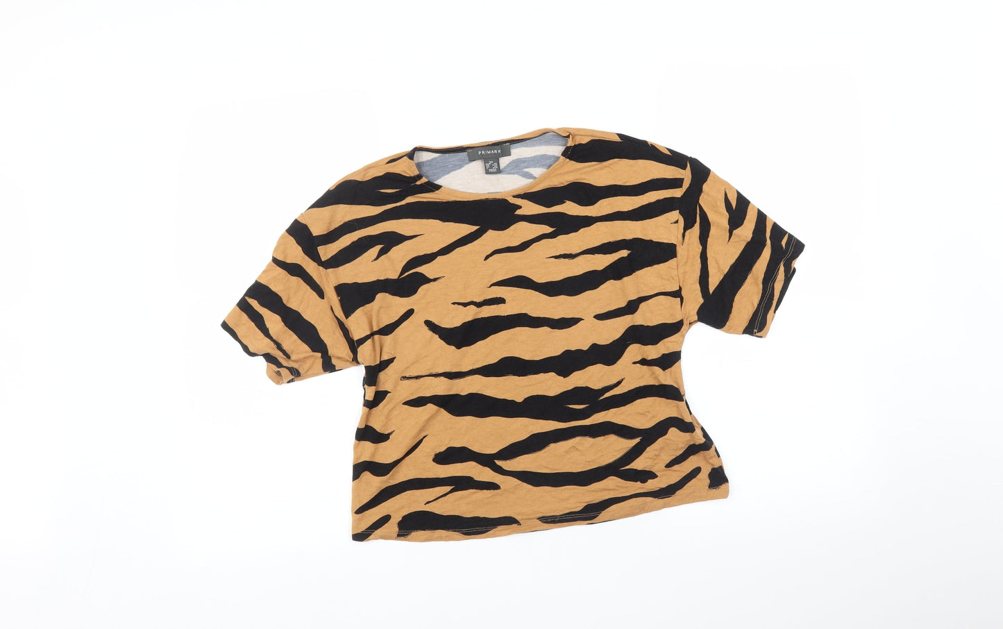 Primark Womens Multicoloured Animal Print  Basic T-Shirt Size 2XS