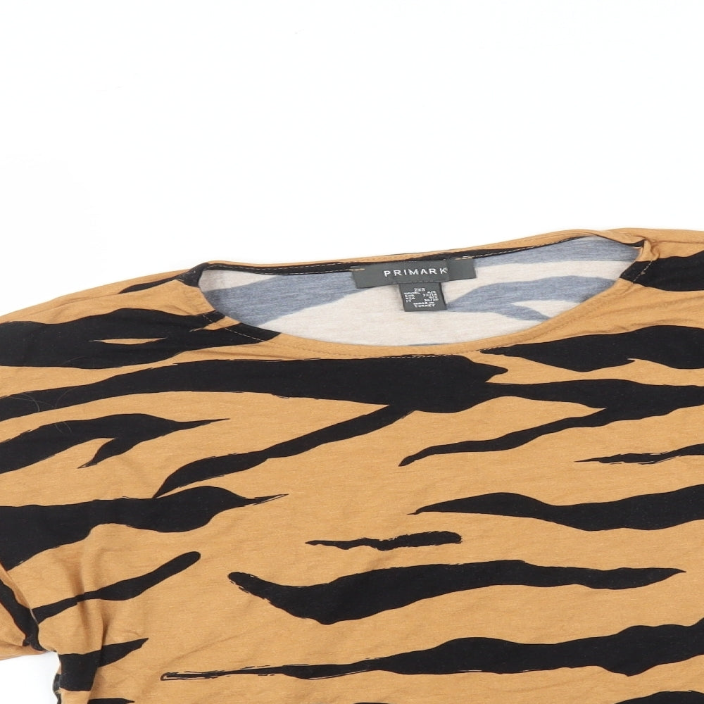 Primark Womens Multicoloured Animal Print  Basic T-Shirt Size 2XS