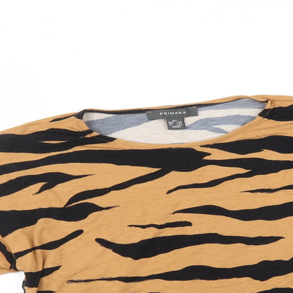 Primark Womens Multicoloured Animal Print  Basic T-Shirt Size 2XS