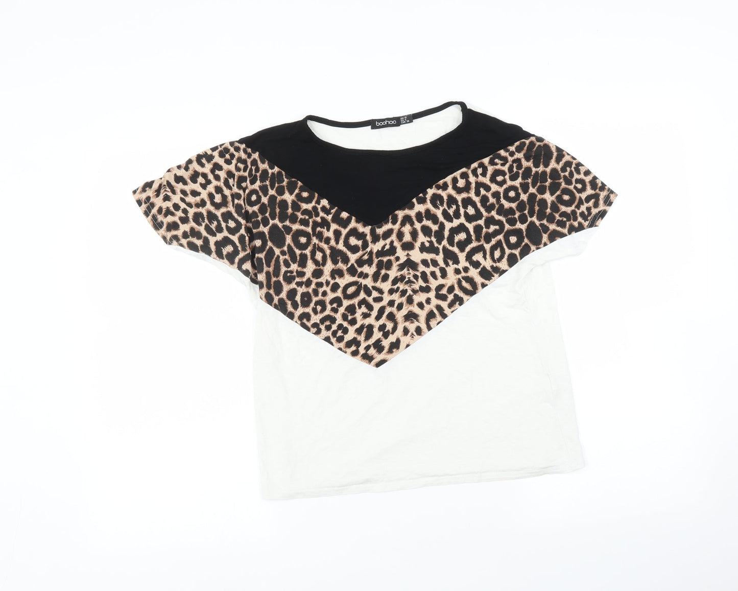 Boohoo Womens Multicoloured Animal Print  Basic T-Shirt Size 10