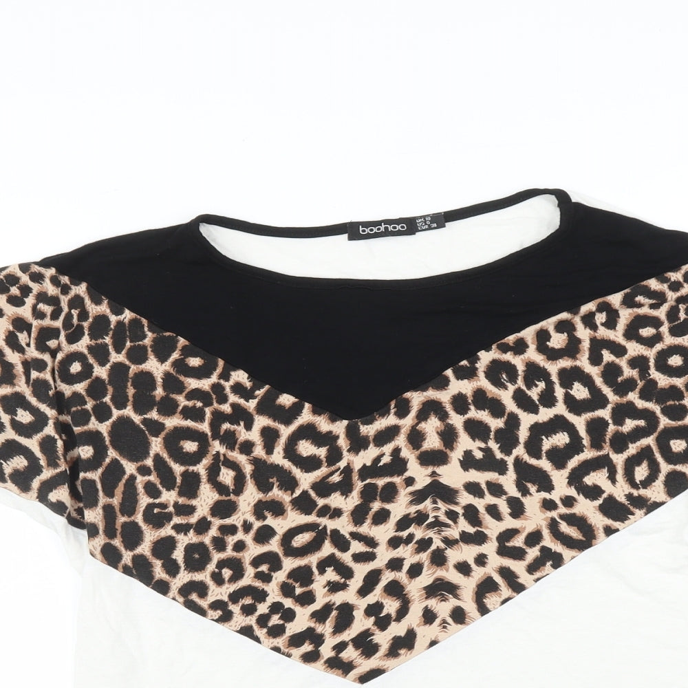 Boohoo Womens Multicoloured Animal Print  Basic T-Shirt Size 10