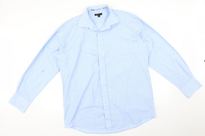 Mens UK Size 16.5 Cedarwood state Blue  Button-Up Long Sleeve Casual Shirt