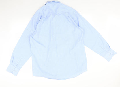 Mens UK Size 16.5 Cedarwood state Blue  Button-Up Long Sleeve Casual Shirt