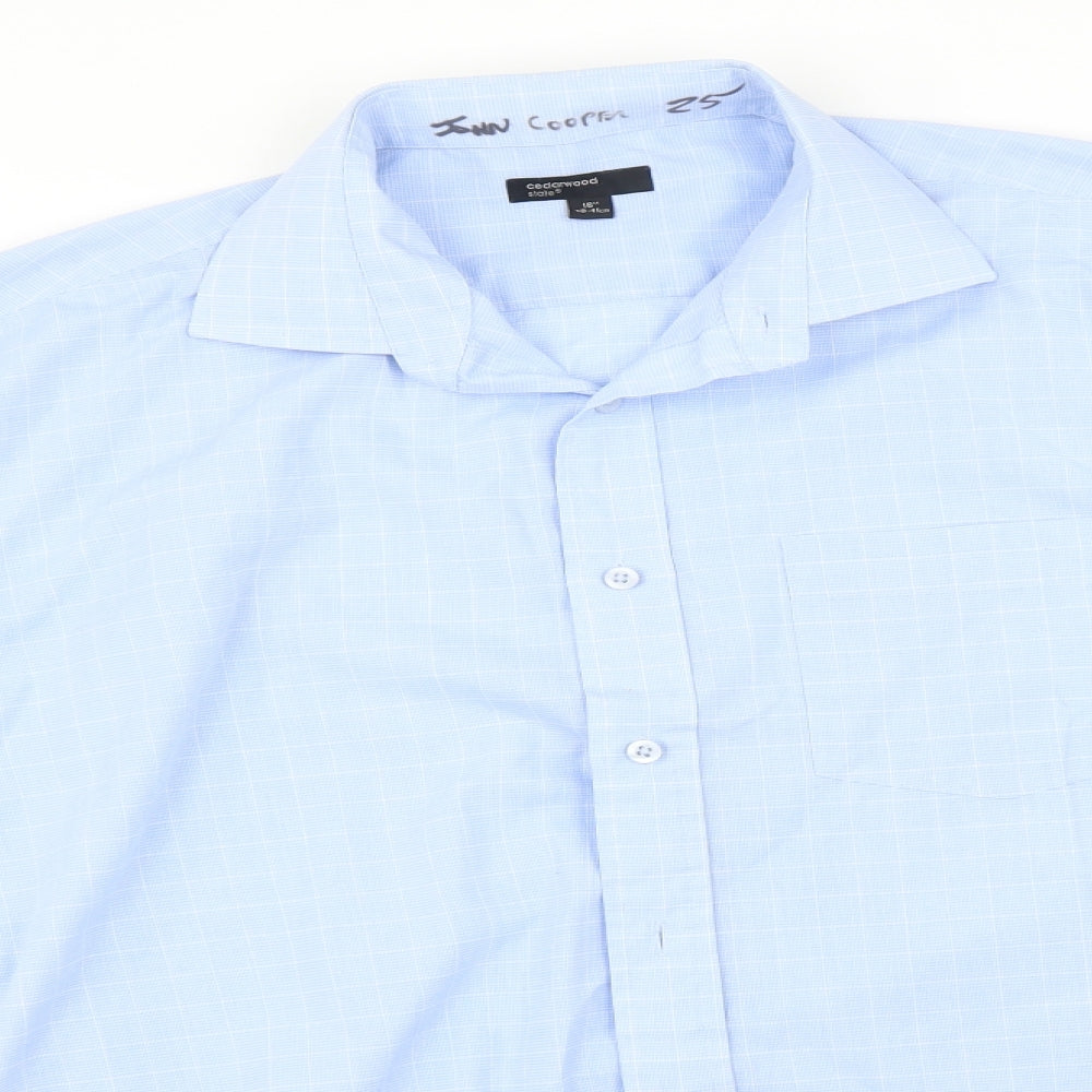 Mens UK Size 16.5 Cedarwood state Blue  Button-Up Long Sleeve Casual Shirt
