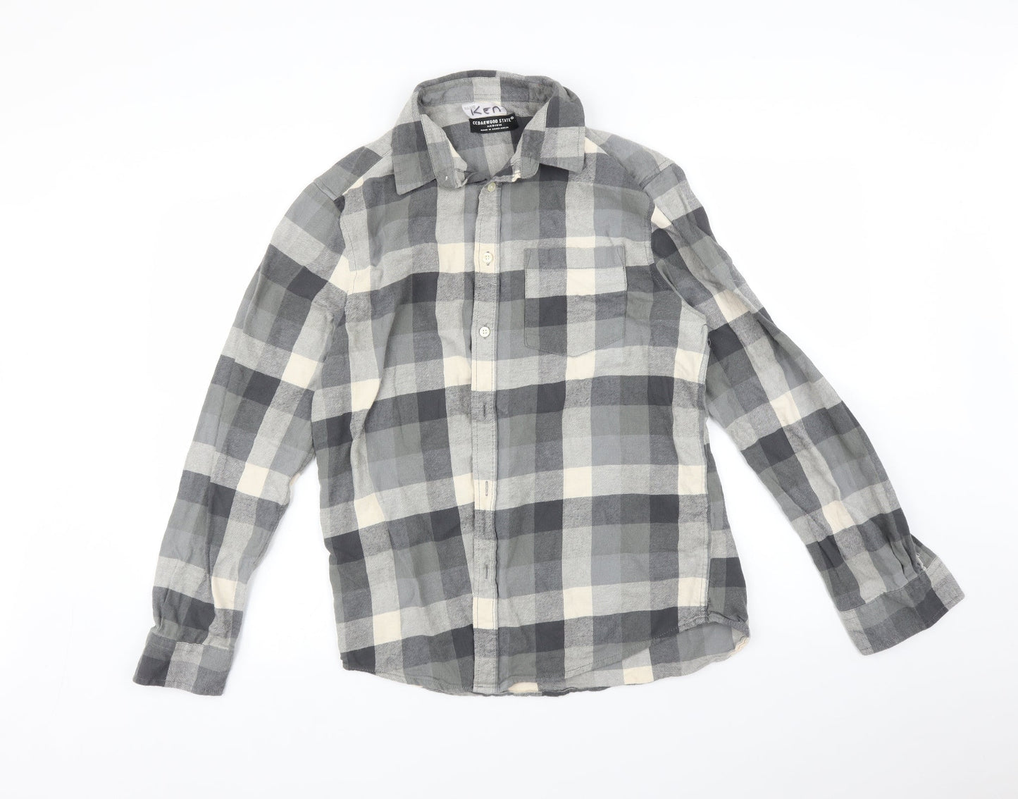 Mens UK Size M Cedarwood state Green  Button-Up Long Sleeve Casual Shirt