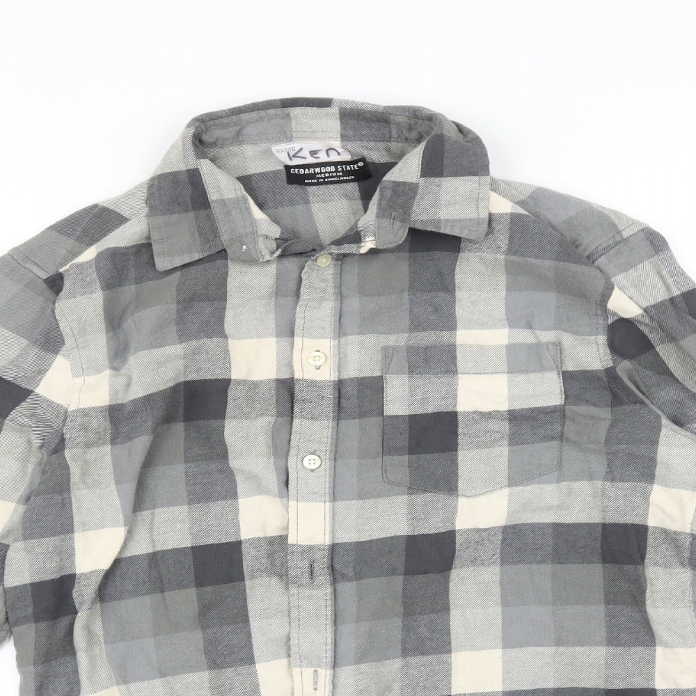Mens UK Size M Cedarwood state Green  Button-Up Long Sleeve Casual Shirt