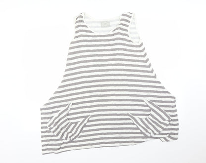 Soft B Womens Grey Striped  Basic T-Shirt Size L