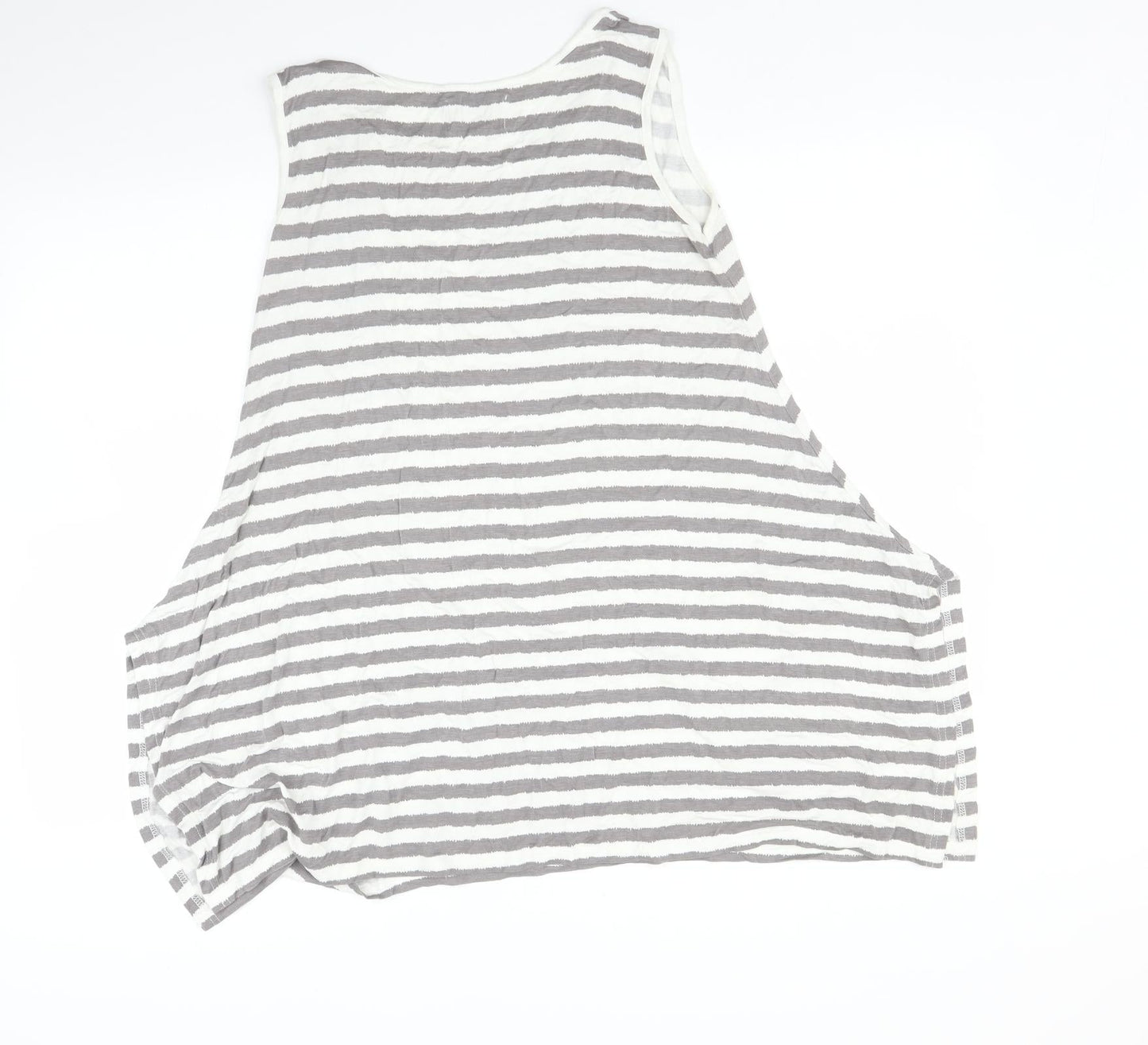 Soft B Womens Grey Striped  Basic T-Shirt Size L