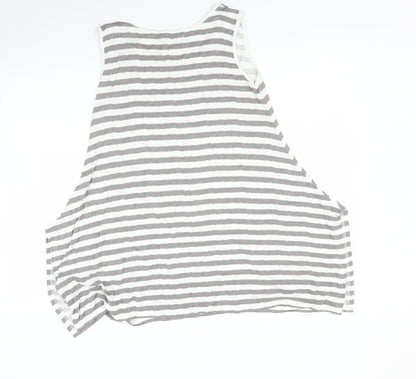 Soft B Womens Grey Striped  Basic T-Shirt Size L
