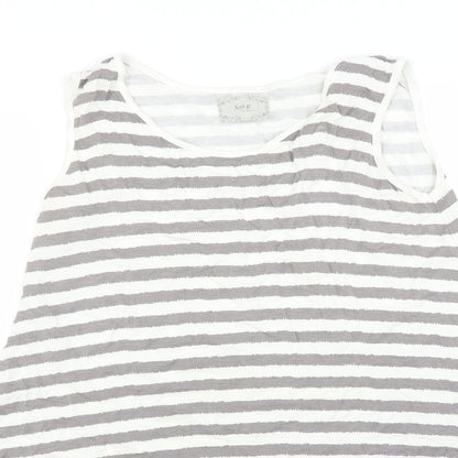 Soft B Womens Grey Striped  Basic T-Shirt Size L
