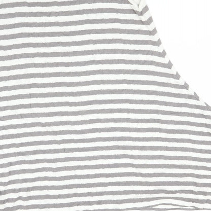 Soft B Womens Grey Striped  Basic T-Shirt Size L