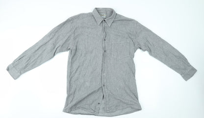Mens UK Size M black & brown Grey  Button-Up Long Sleeve Casual Shirt