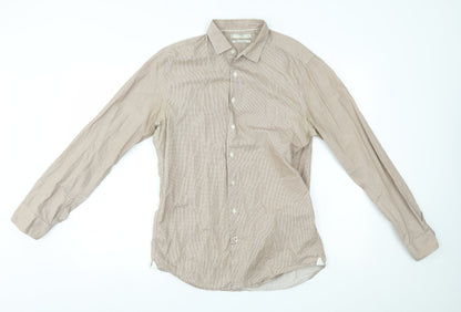 Mens UK Size M MNG Beige  Button-Up Long Sleeve Casual Shirt