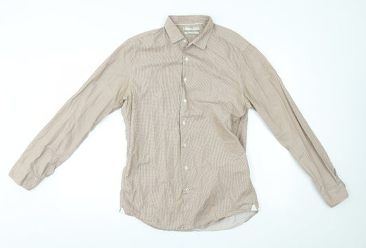 Mens UK Size M MNG Beige  Button-Up Long Sleeve Casual Shirt