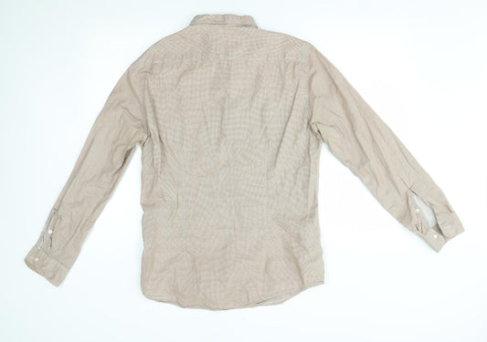 Mens UK Size M MNG Beige  Button-Up Long Sleeve Casual Shirt
