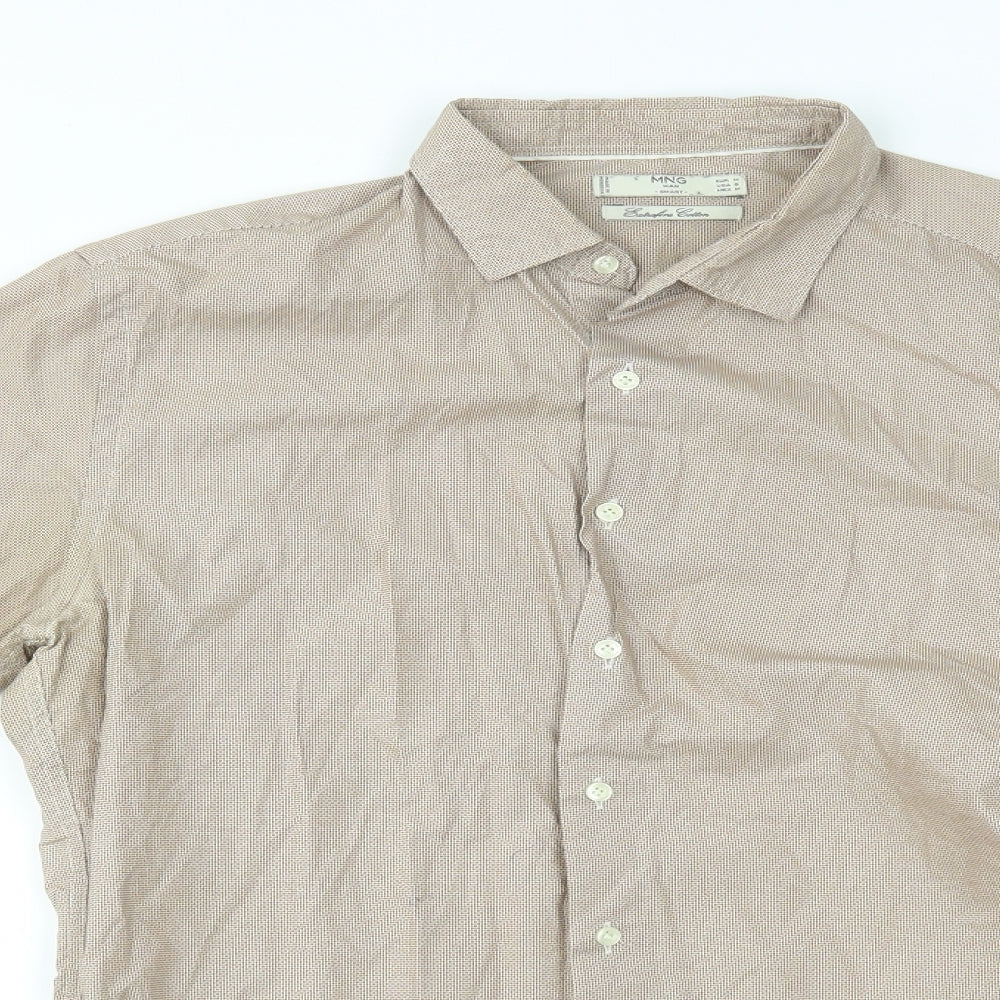 Mens UK Size M MNG Beige  Button-Up Long Sleeve Casual Shirt