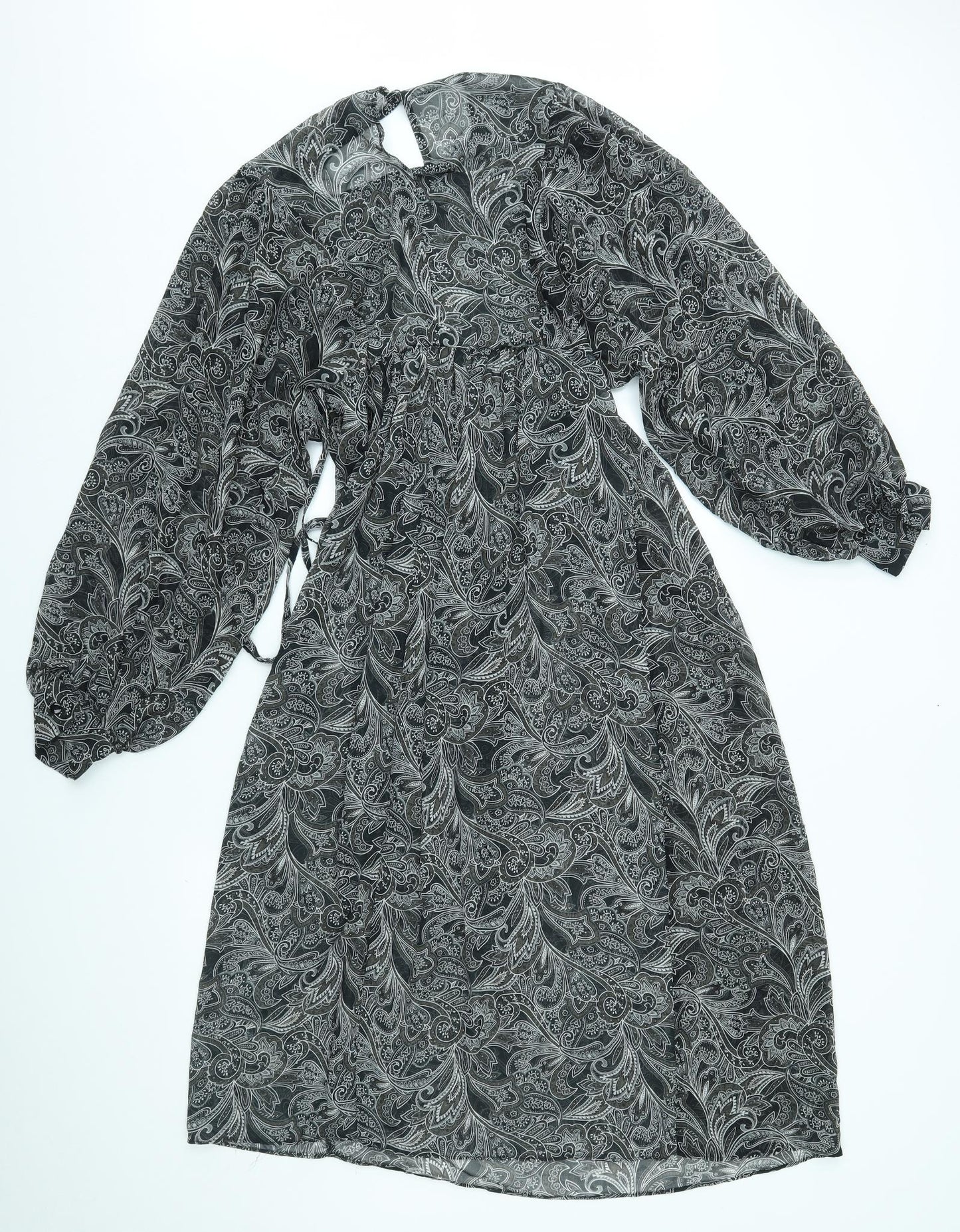 Primark Womens Grey Paisley  A-Line  Size 10