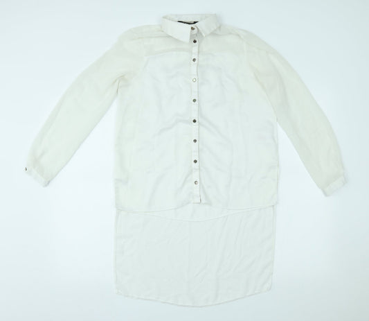 Womens UK Size 10 Lipsy london White Basic Button-Up
