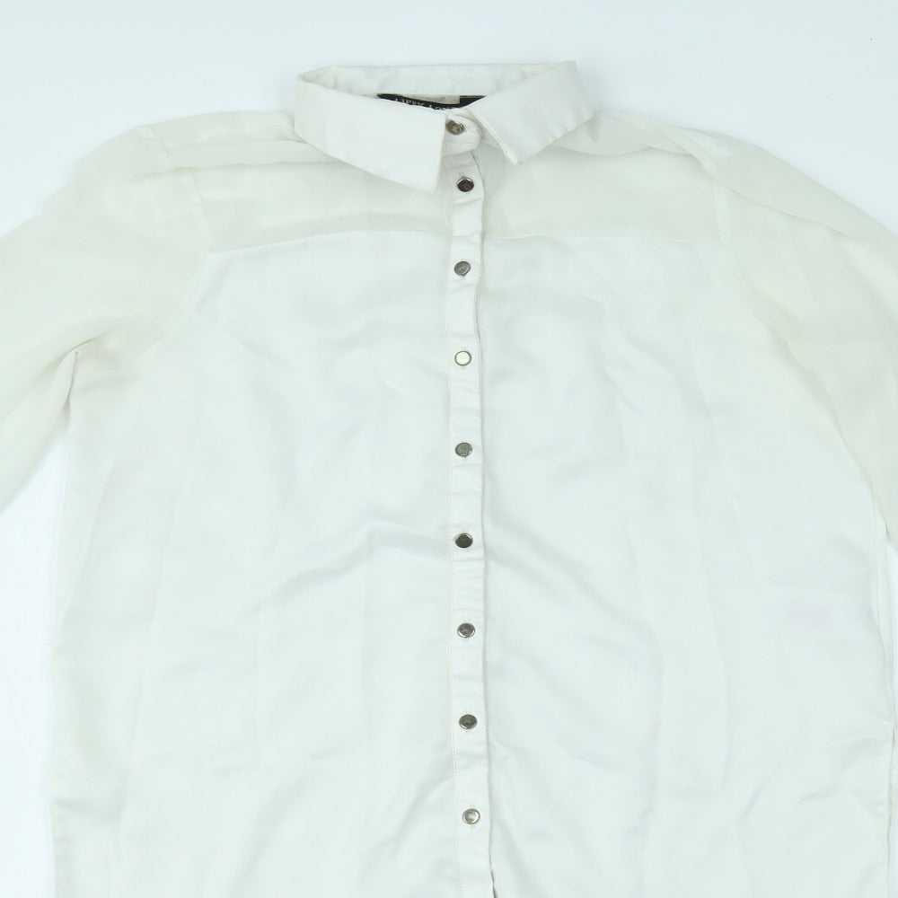 Womens UK Size 10 Lipsy london White Basic Button-Up