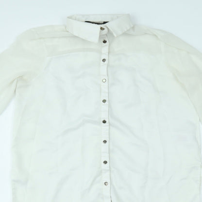 Womens UK Size 10 Lipsy london White Basic Button-Up