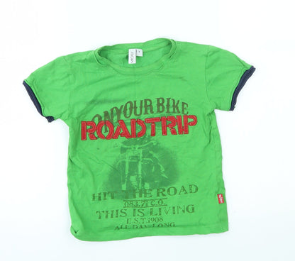 Mickey Boys Green   Basic T-Shirt Size 4 Years  - roadtrip, on your bike