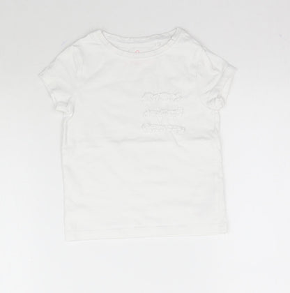 NEXT Girls White   Basic T-Shirt Size 3 Years