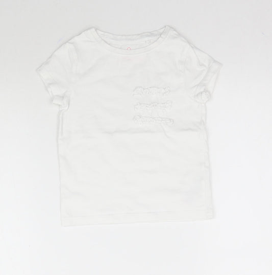 NEXT Girls White   Basic T-Shirt Size 3 Years