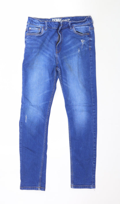 Matalan Girls Blue  Denim Skinny Jeans Size 14 Years - DISTRESSED
